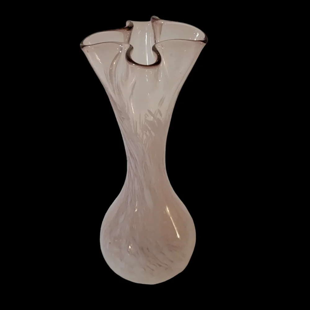 Hand Blown Glass Ruffled Vase